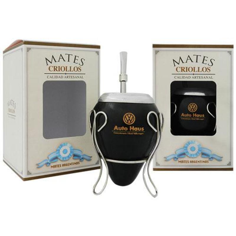 Mate De Calabaza  Con Virola  Bombilla Acero Inox Grabado C/Caja