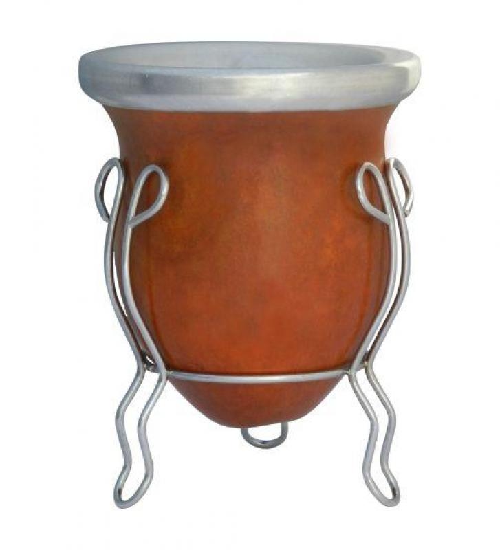 Mate Criollo De Calabaza Virola Aluminio con Base de Metal - Imagen 2