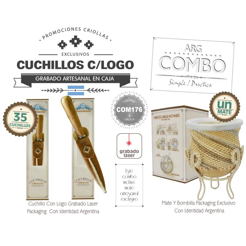 Combo (35 Cuchillos Grabados) + Un Mate Fino C/Caja De Regalo