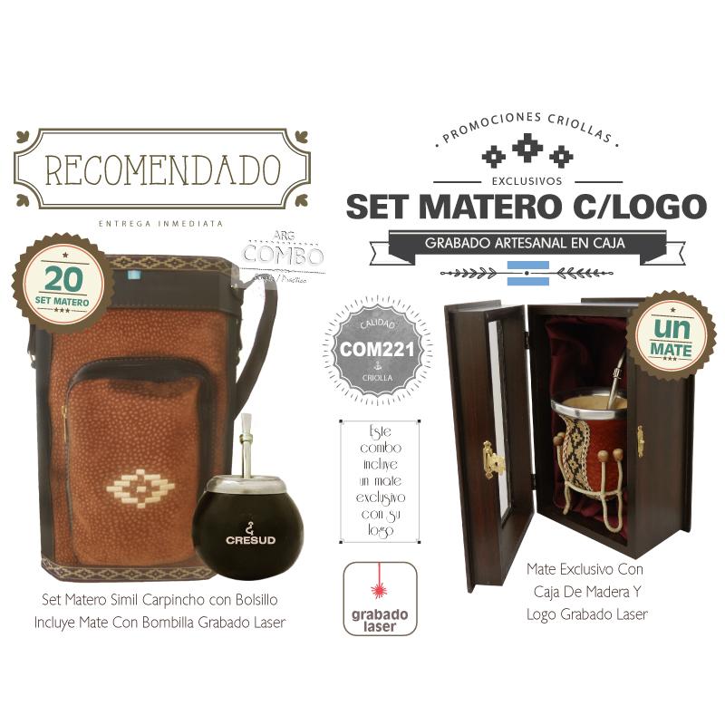 Combo (20 Set Matero Grabado) + Un Mate C/Caja Grabado De Regalo