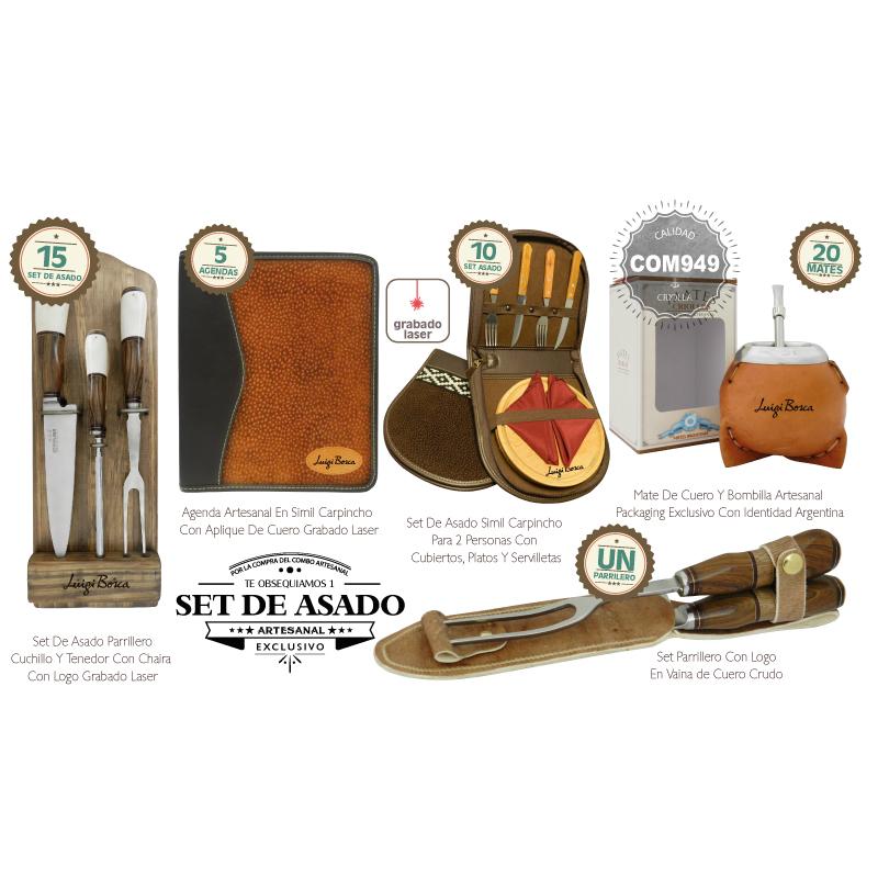 Combo (15 Set Asado + 5 Agendas + 10 Set + 20 Mates) + Un Set De Regalo