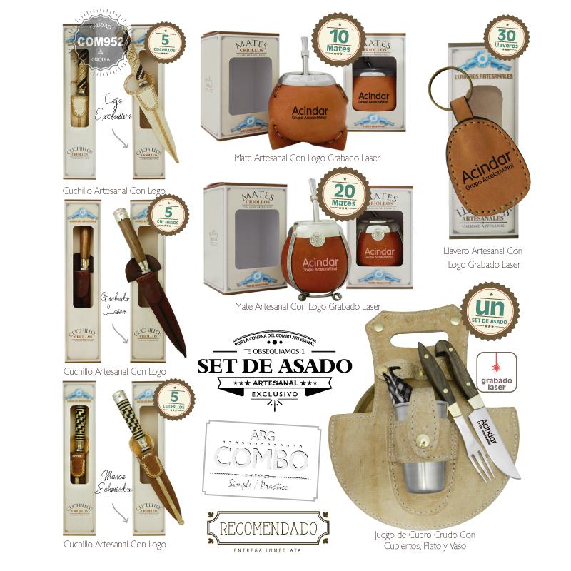 Combo (15 Cuchillos + 30 Mates + 30 Llaveros) + Un Set Criollo De Regalo