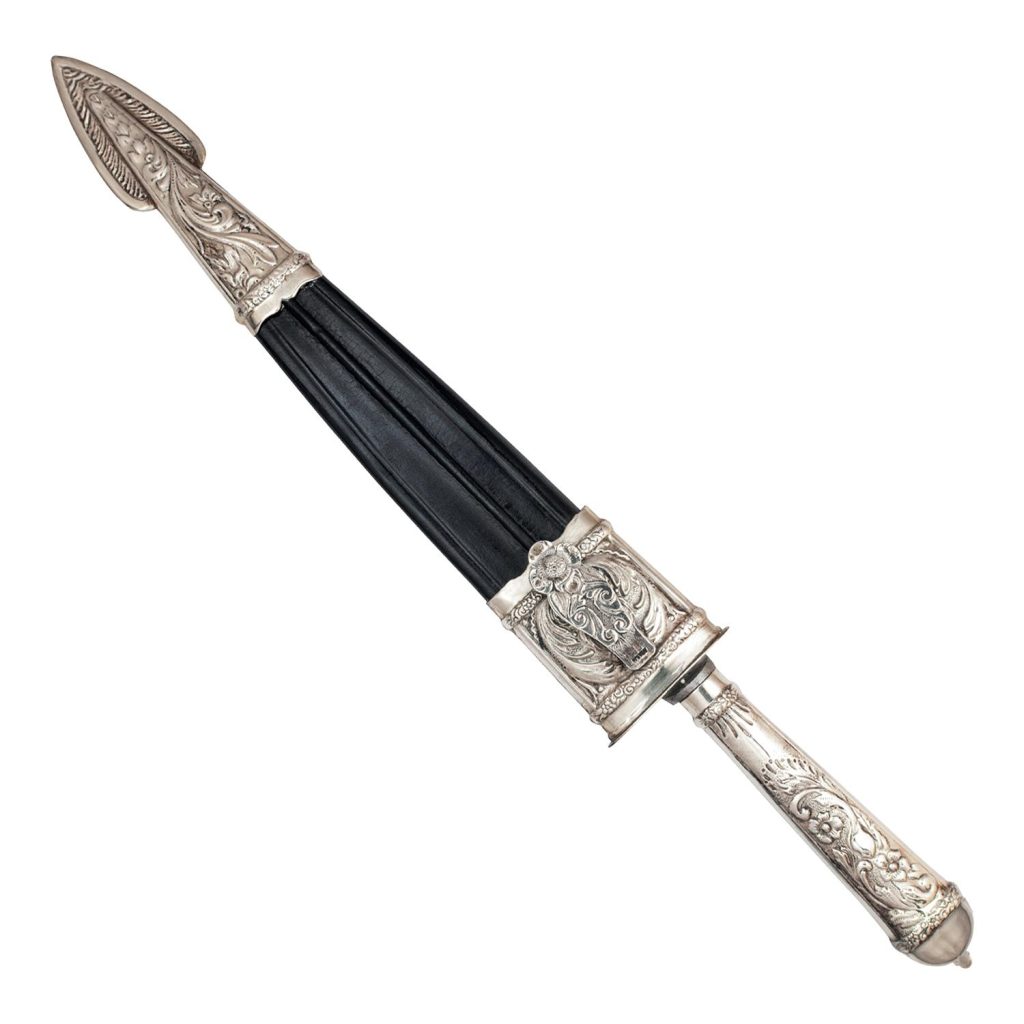 Cuchillo Criollo Alpaca Labrado 30 Cm Acero Inoxidable Vaina De Alpaca y Cuero