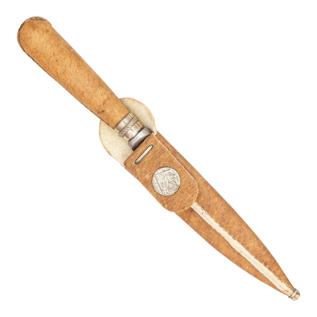 Cuchillo De Cuero Crudo Común  20Cm Acero Inox Vaina Cuero Crudo