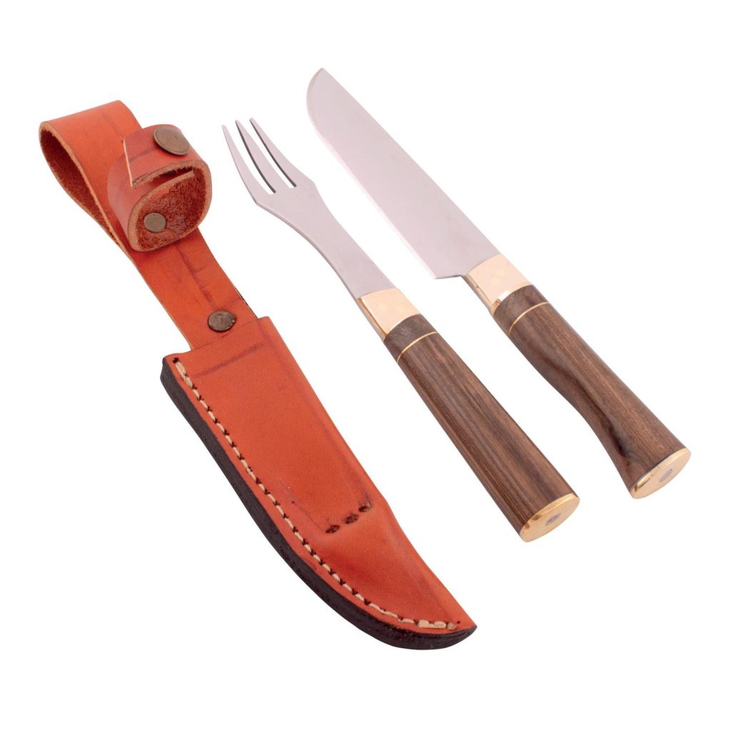 Juego Trinchar Doble Madera Combinado 11Cm Acero Inox Vaina Vaqueta