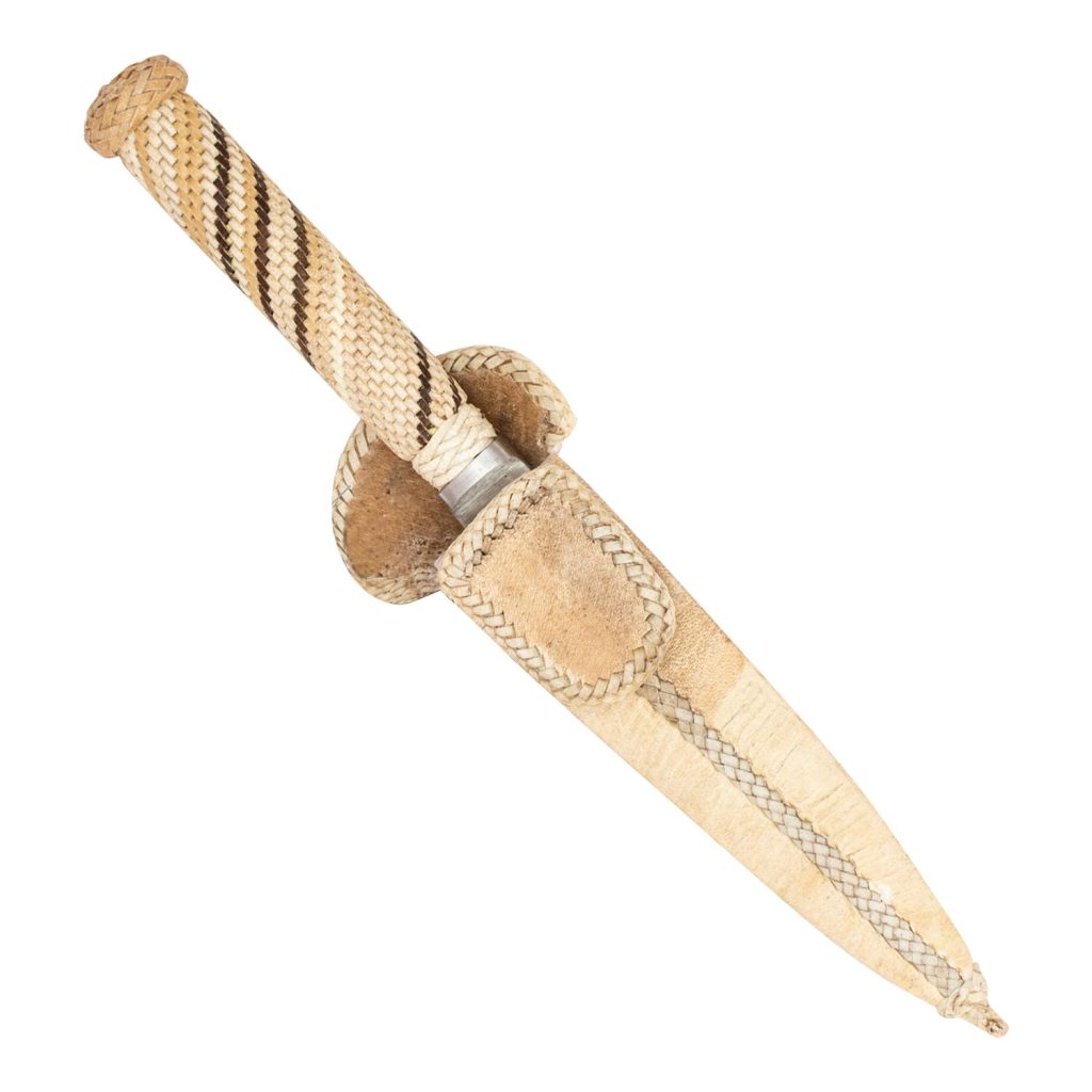 Cuchillo Trenzado Común 16Cm Acero Inox Vaina Cuero Crudo Común