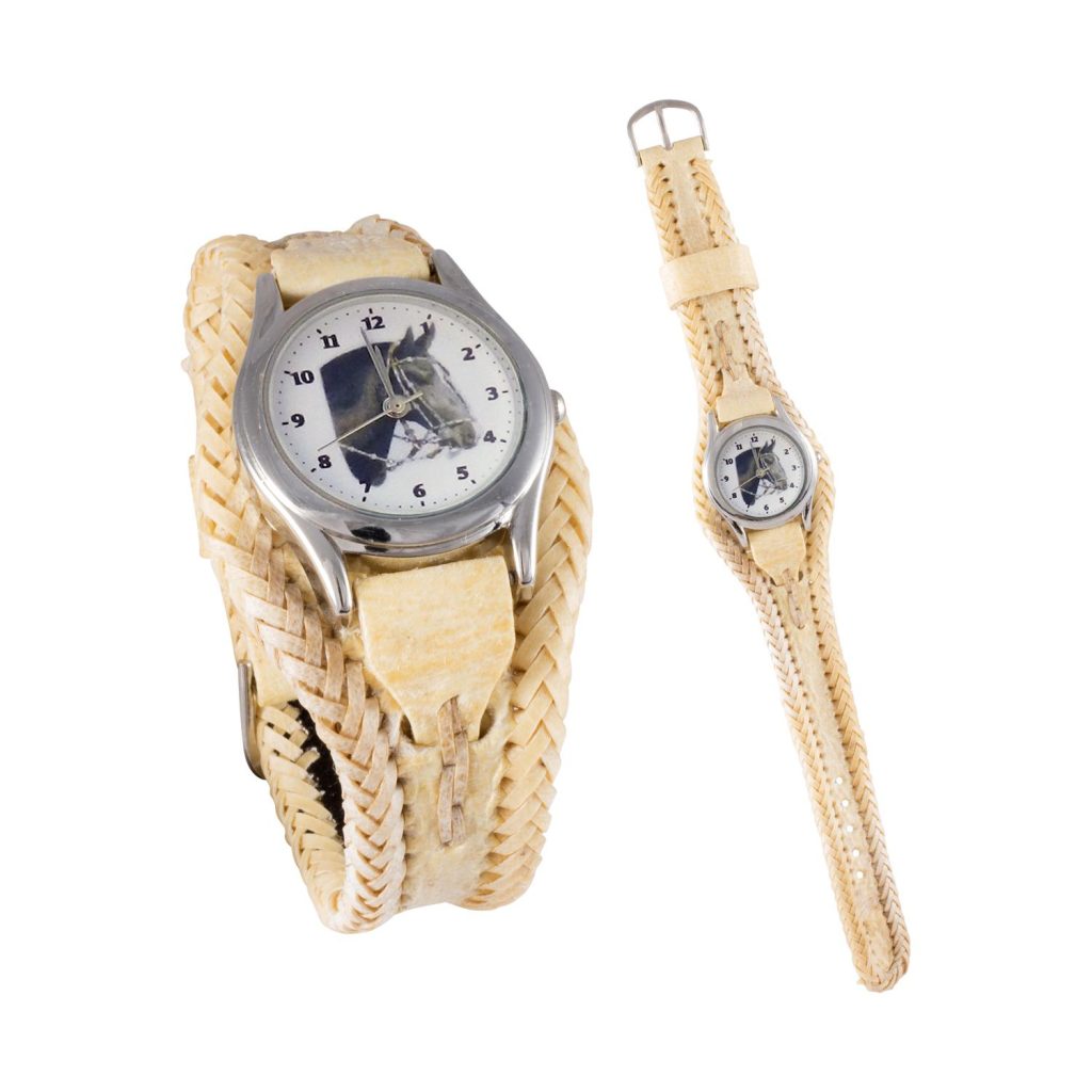 Reloj Con Malla De Cuero Crudo Hombre