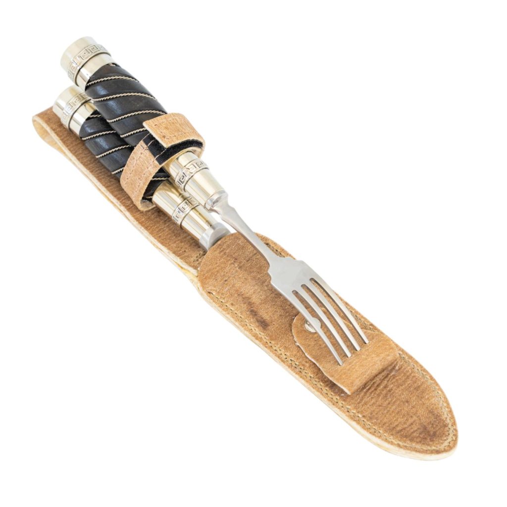 Juego De Cubierto Individual Fino Cuchillo Y Tenedor Madera, Alpaca Y Alambre PAMPEANA