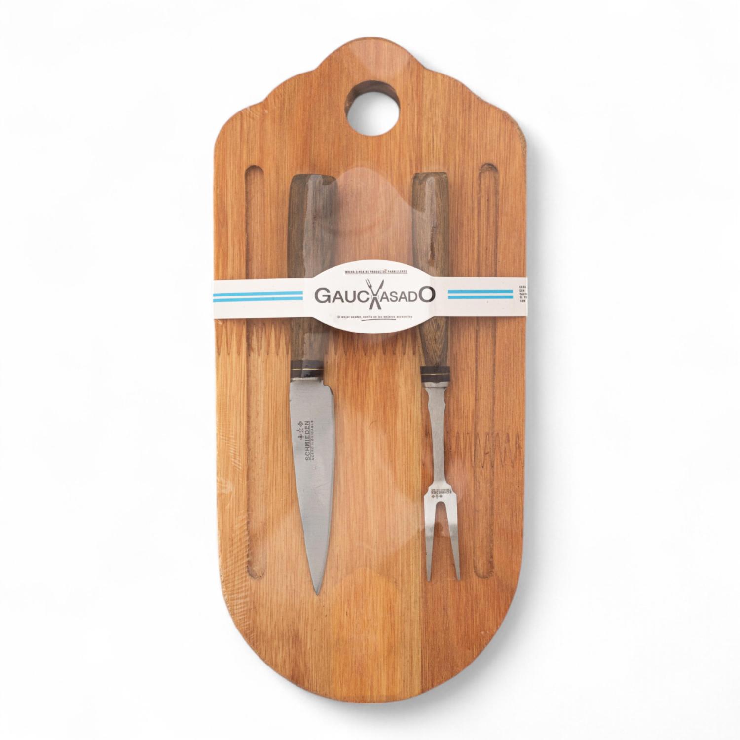 Kit De Tabla y Cuchillos Y Tenedor 8 Cm Gauchasado