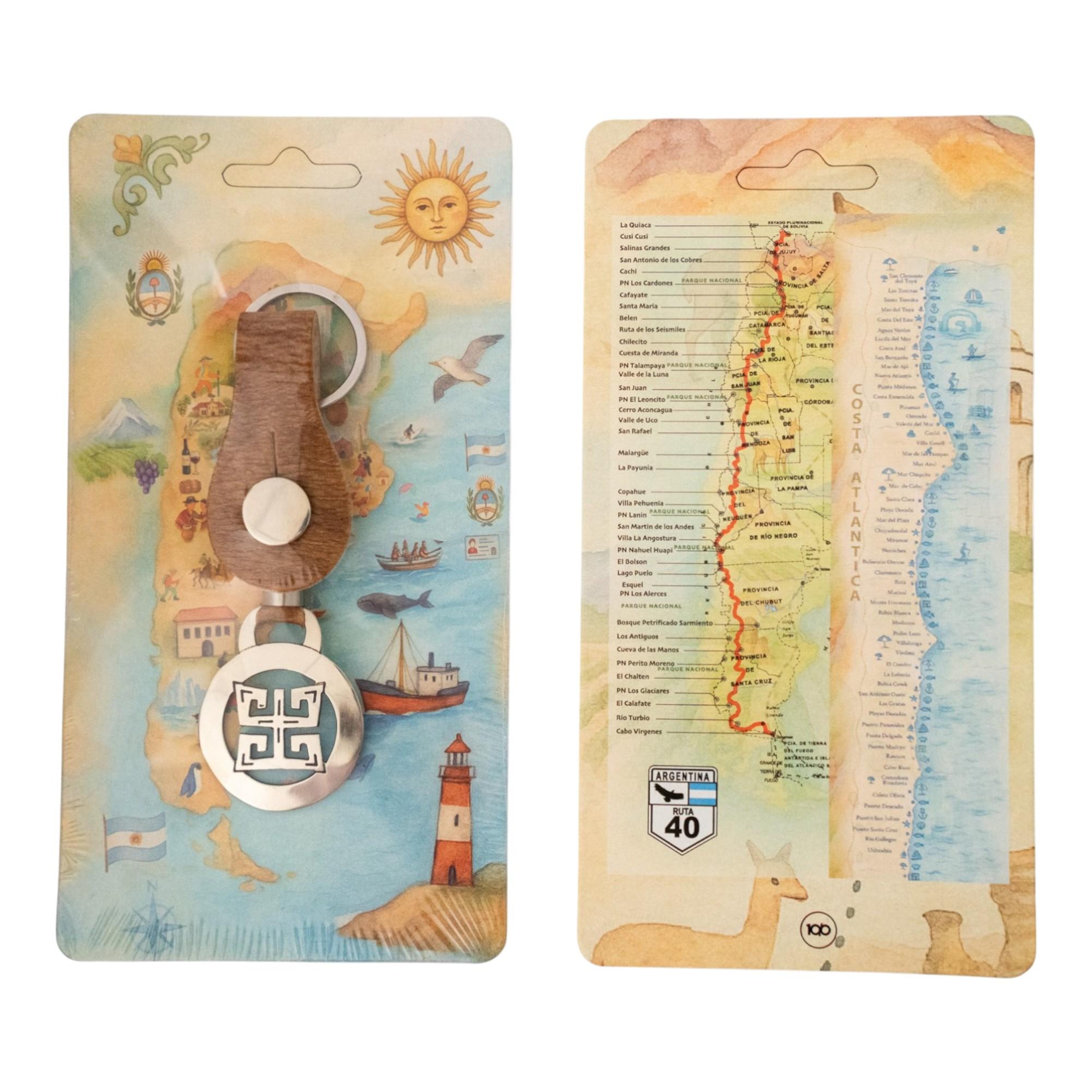 Llavero De Cuero Y Alpaca en Blister Argentina