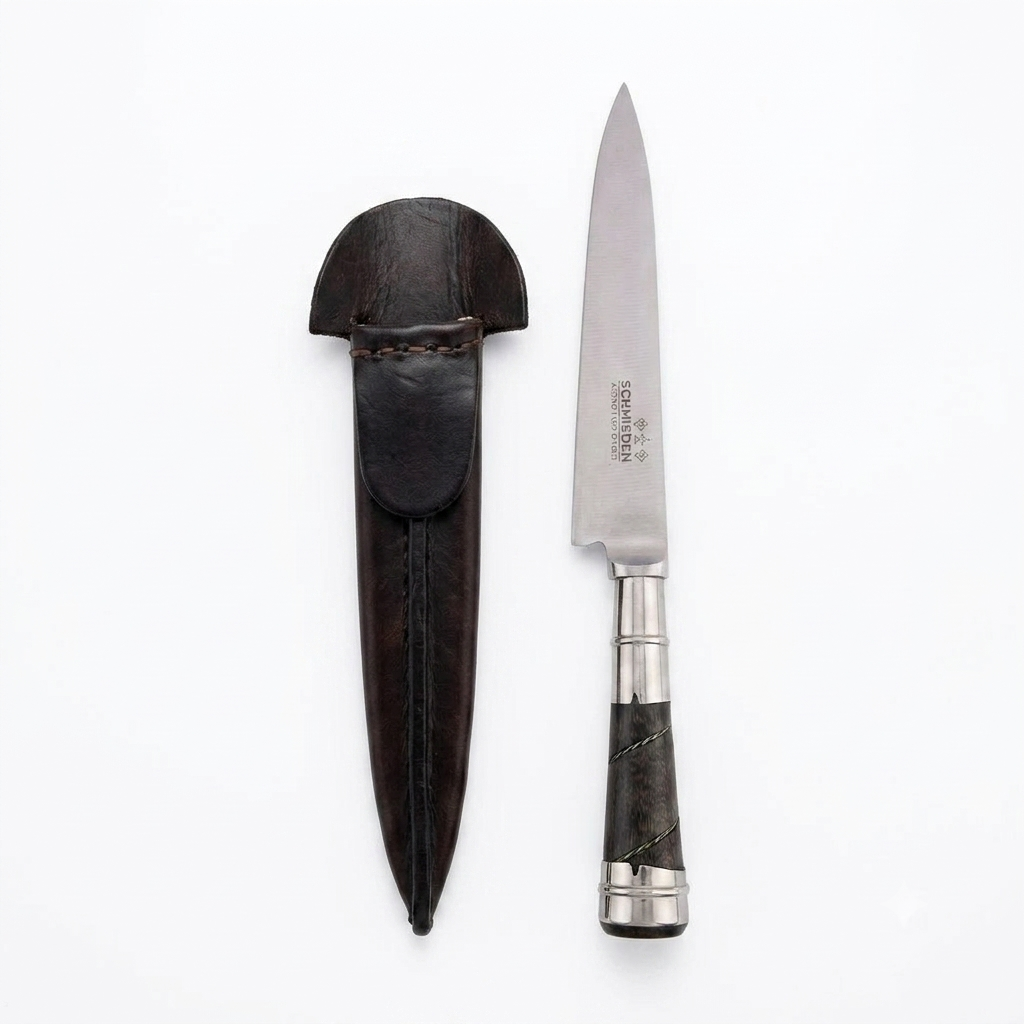 Cuchillo Madera y Alpaca 14 Cm Acero Inox Vaina Vaqueta Cocida