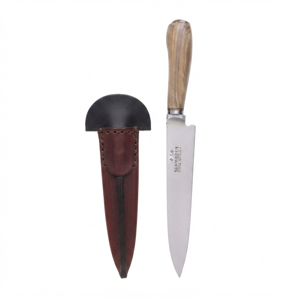 Cuchillo Regional Madera 14Cm Acero Inox Vaina Vaqueta Cocida