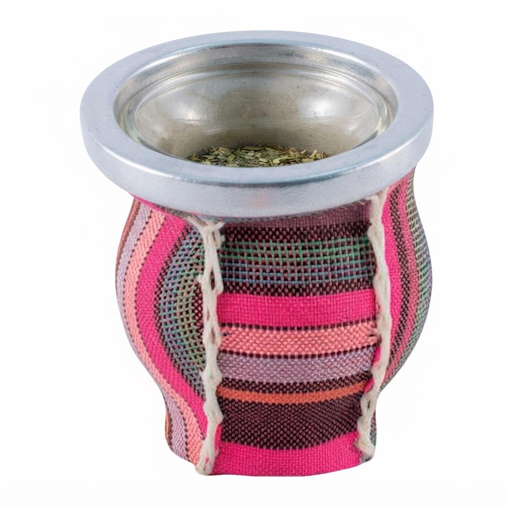 Mate De Vidrio Copita Forrado En Aguayo - Imagen 2