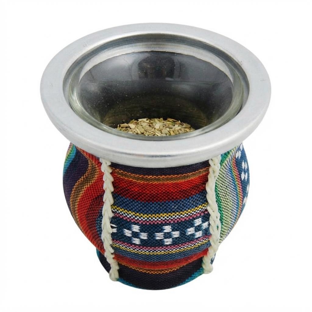 Mate De Vidrio Copita Forrado En Aguayo - Imagen 4